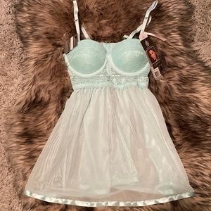 Daisy Fuentes ◦ NWT aqua two piece babydoll and thong size S